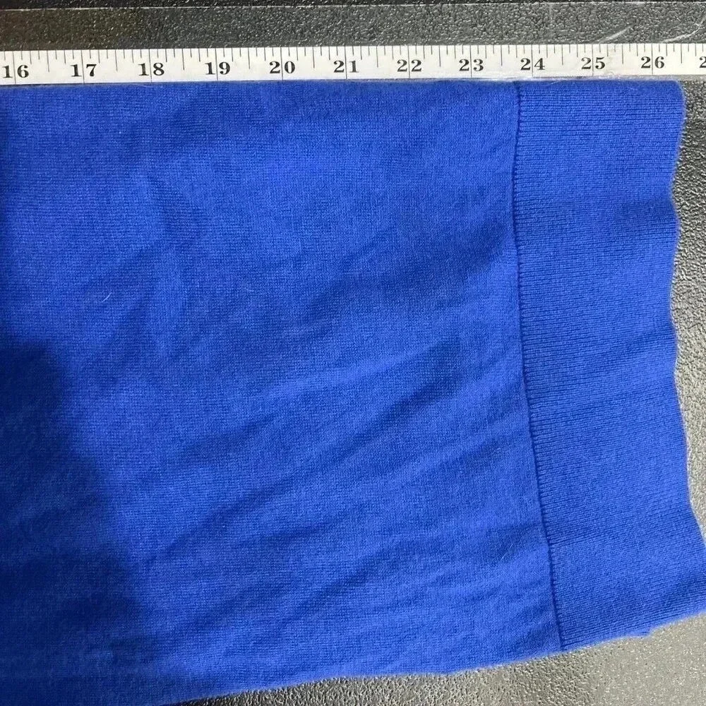 Halogen Sweater Womens XL Bright Blue Tie Cuff Cashmere Blend Contemporary‎ Cozy